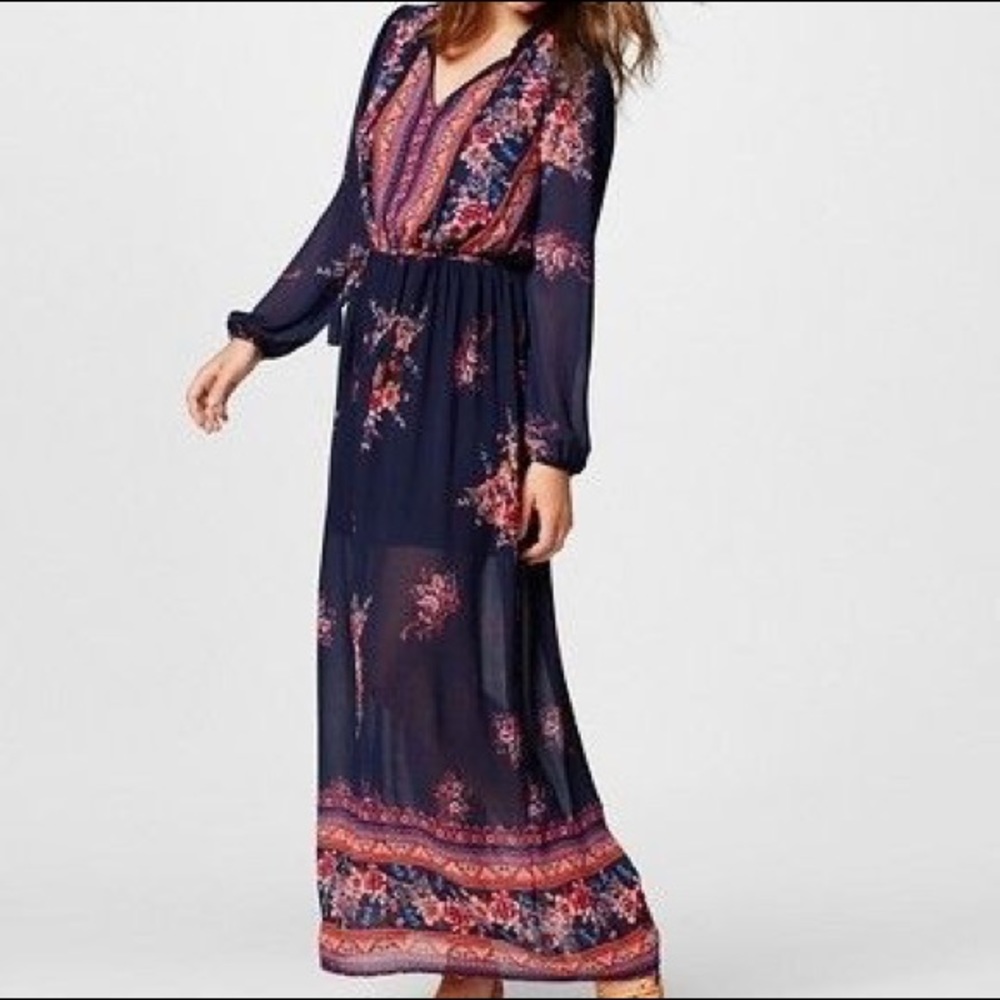 Xhilaration Blue/Floral Maxi Dress